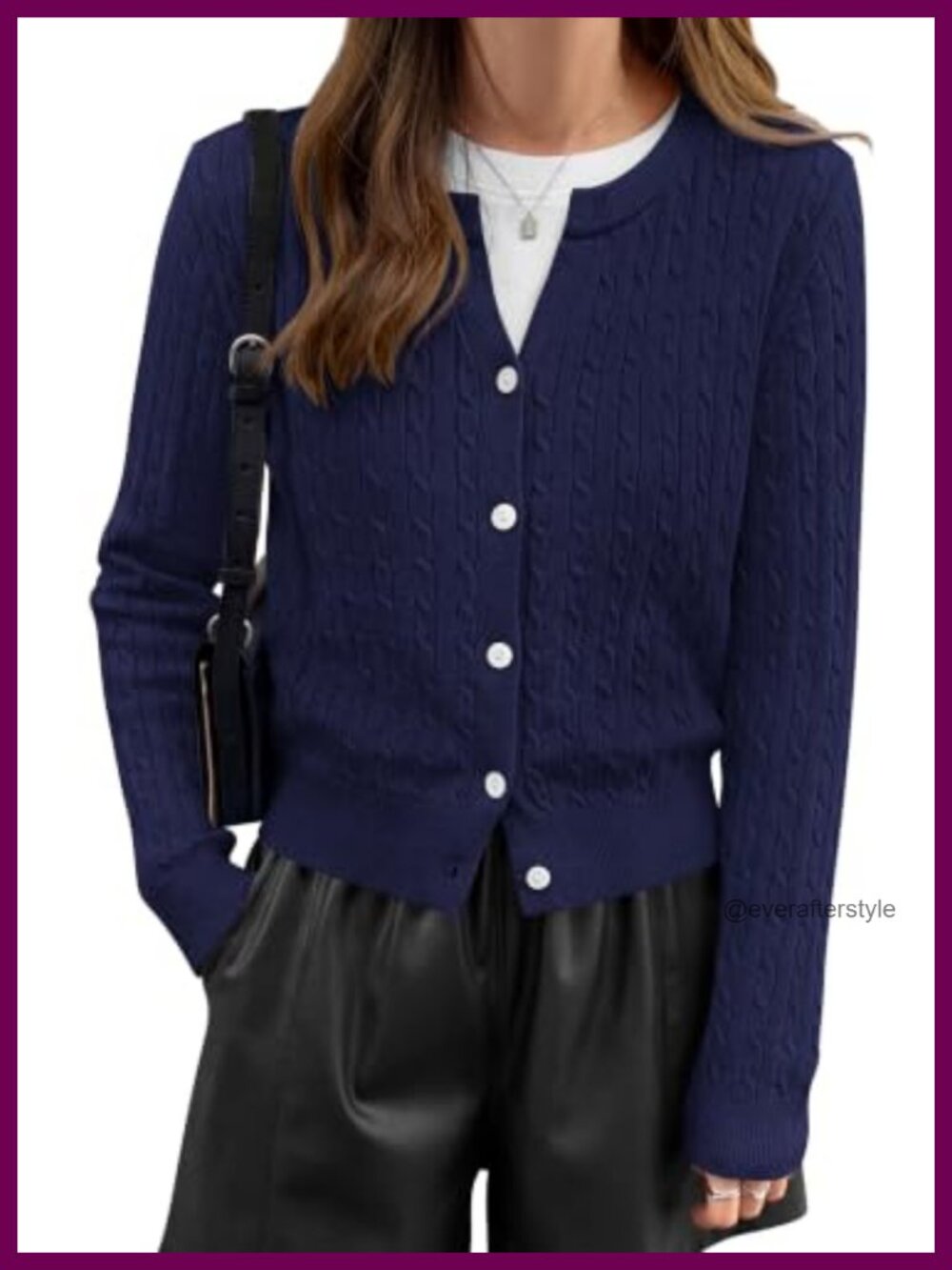 Women's Cropped Cable Knit Cardigan V Neck Button Down Sweater Viscose Blend